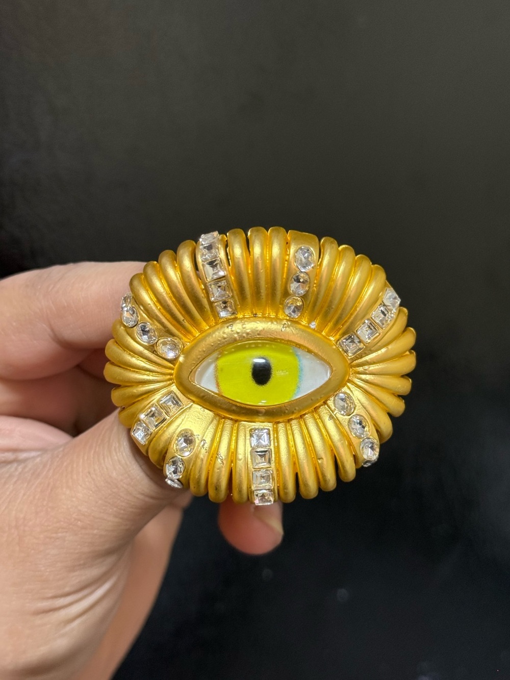 Schiaparelli Inspired Gold-Tone Eye Statement adjustable Ring